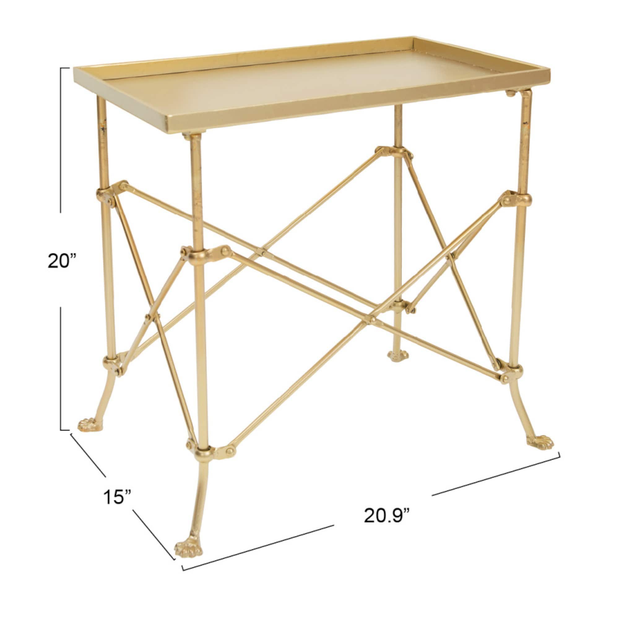 Hello Honey® 20" Gold Tray-Style Rectangle Metal Accent Table